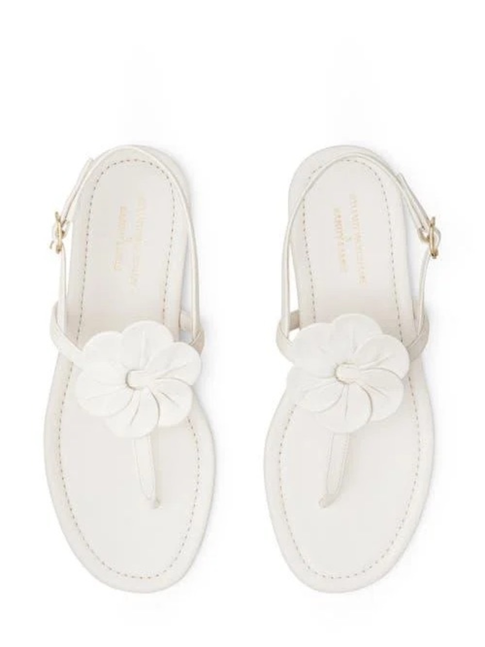 White Stuart Weitzman X Sandy Liang T-Strap Slingback Sandal